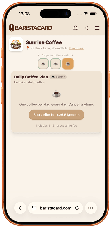 Customer subscription purchase page