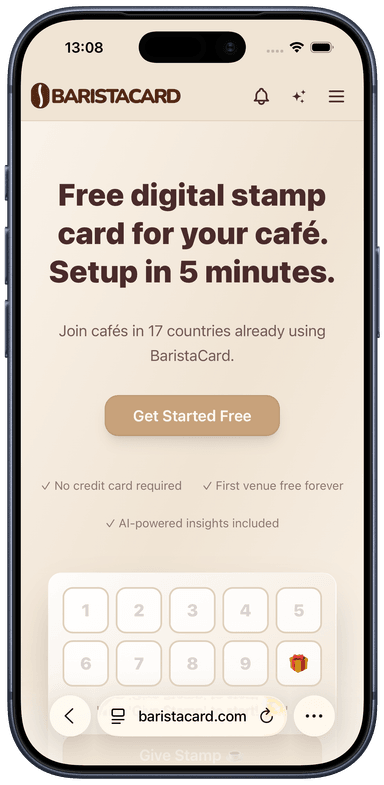 BaristaCard landing page
